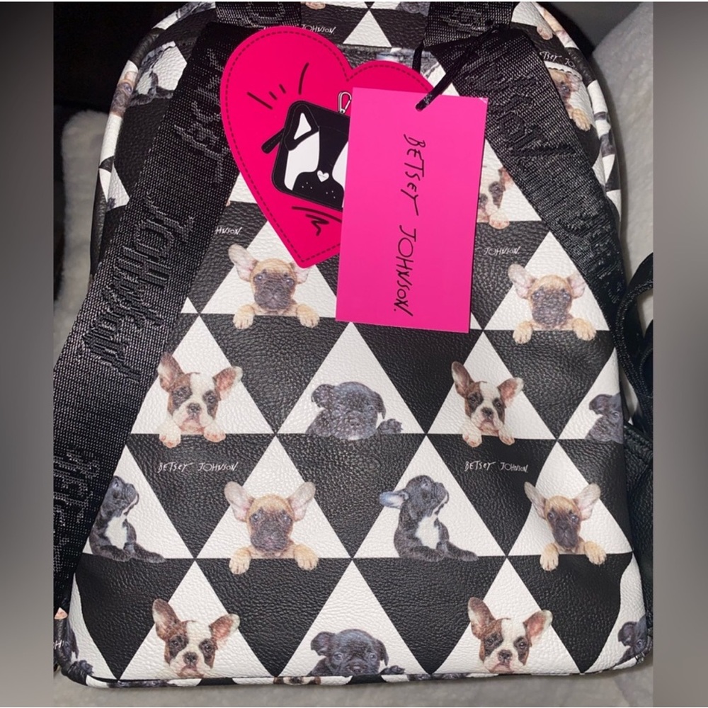 Betsey Johnson🤍🐾🖤 Frenchie Pattern Design Backpack - Picture 5 of 8